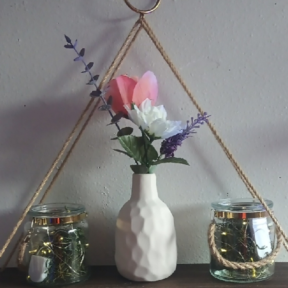 Decorative Vase with Flowers and Candle Holders